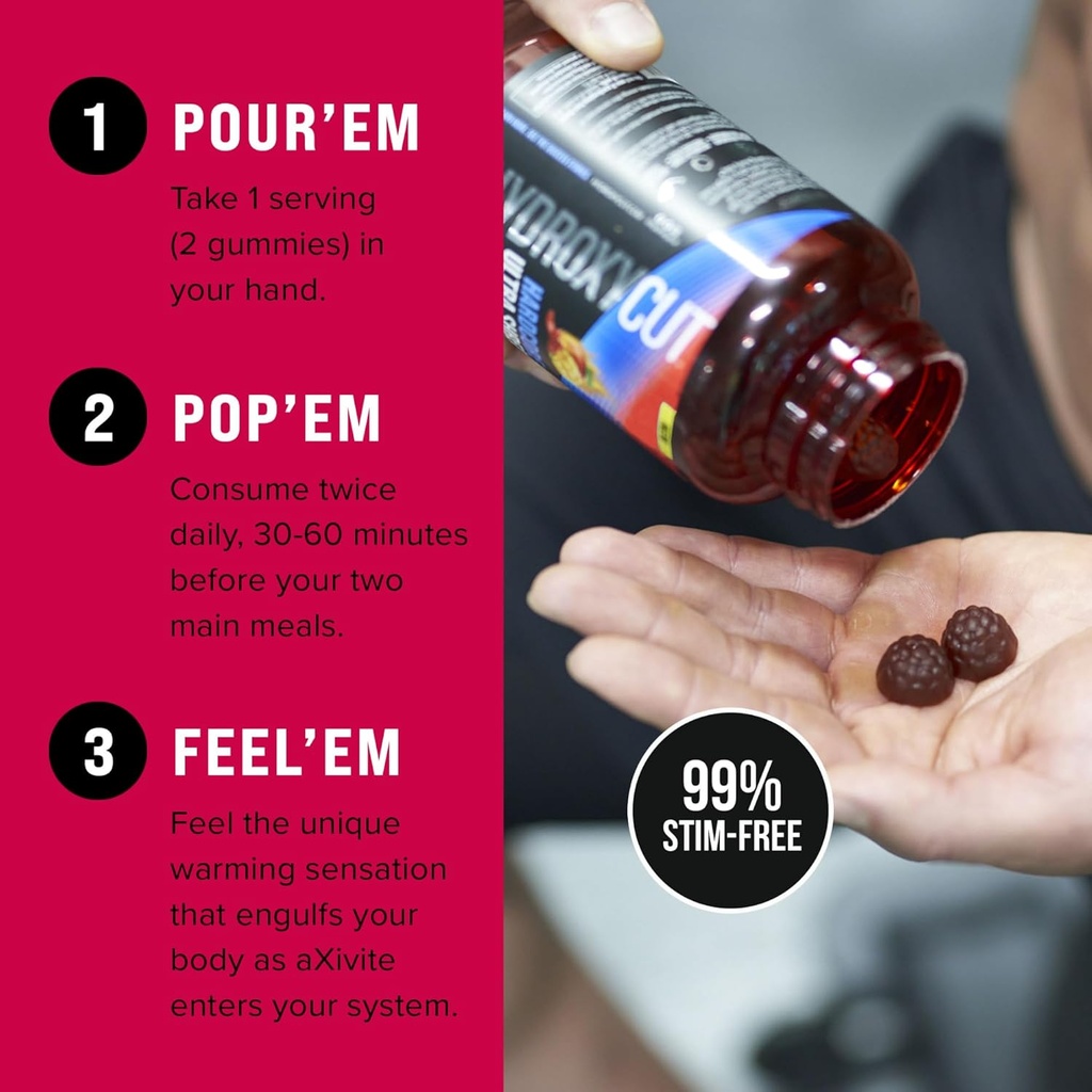 Hydroxycut Hardcore Ultra Shred Gummies, Sweet Heat - 99% Stimulant Free - Includes Capsaicin & B Vitamins - for Women & Men 6