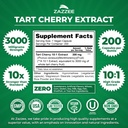 Zazzee Tart Cherry 10:1 Extract, 3000 mg Strength, 200 Vegan Capsules, 6+ Month Supply, Certified Kosher, Concentrated and Standardized 10X Extract, 100% Vegetarian, All-Natural, Gluten Free, Non-GMO 4