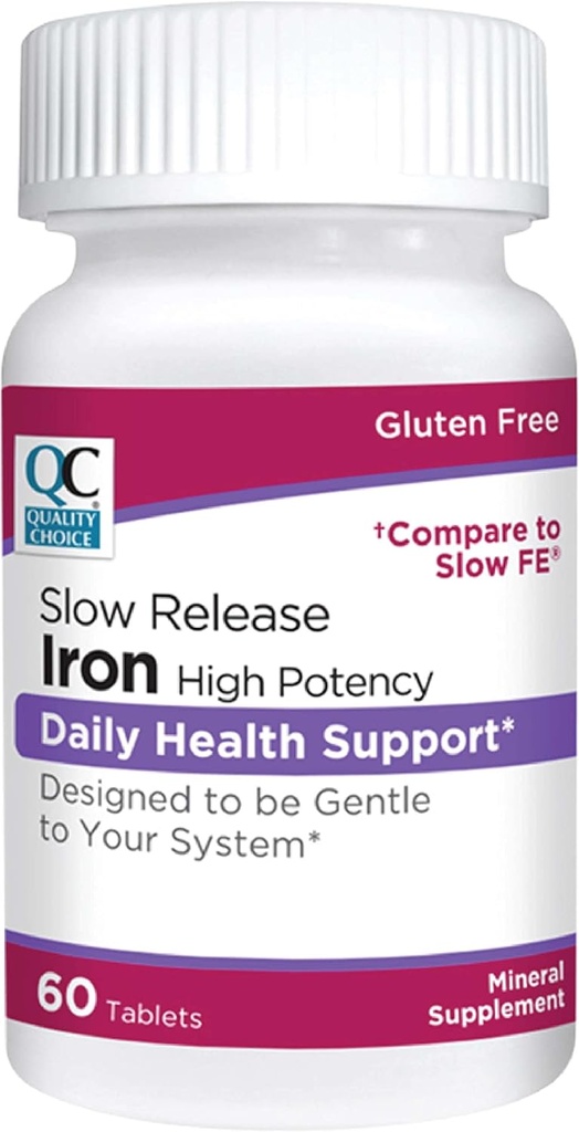 Quality Choice Iron High Potency Slow Release Tablets, 45mg, 60 Tabets Each (Pack of 3) 2