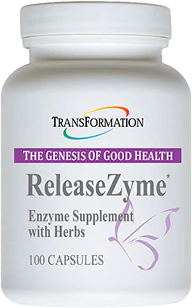 TRANSFORMATION THE GENESIS OF GOOD HEALTH Enzymes ReleaseZyme Blend Supplement with Natural Herbs, Advanced Digestive Support Formula with Protease, Helps Break Down Proteins, Plant Based Enzymes, 100 2