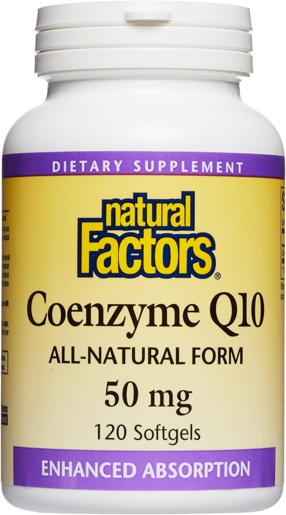 Natural Factors, Coenzyme Q10 50mg, CoQ10 Supplement for Energy, Heart and Antioxidant Support, Gluten Free, 120 softgels (120 servings) 2