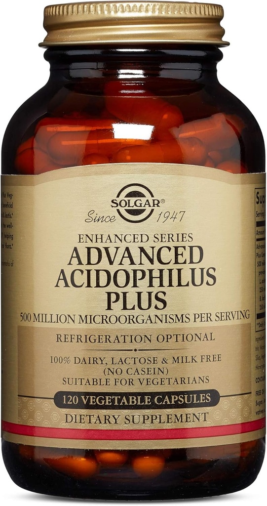 Solgar Advanced Acidophilus Plus, 120 Vegetable Capsules - Supports Healthy Intestinal Flora - 500 Million Microorganisms Per Serving - Gluten & Dairy Free - Vegetarian - 120 Servings 2