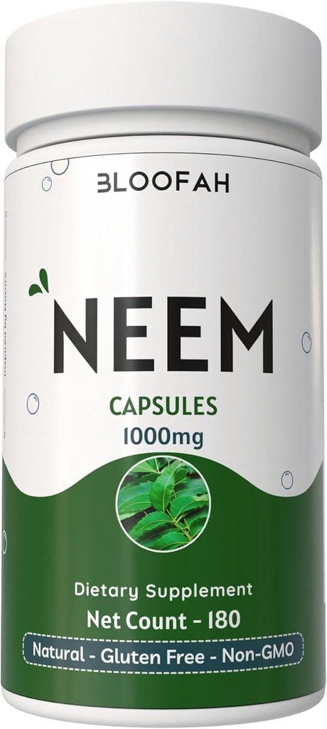 Neem Leaf Capsules 1000mg | Azadirachta Indica Natural Neem Leaf Powder | Non-GMO, Gluten-Free | Easy-to-Swallow Herbal Supplement | Traditional Botanical (180 Count (Pack of 1)) 2