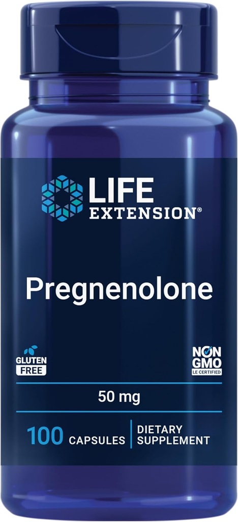 Life Extension Pregnenolone, neurohormone, Promotes Memory Health and Brain Plasticity, Gluten-Free, Non-GMO, 100 Capsules 2
