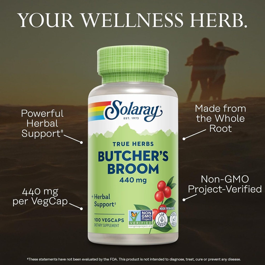 SOLARAY Butchers Broom 440 mg | Healthy Circulation & Blood Vessel Integrity Support | Non-GMO, Vegan & Lab Verified | 100 VegCaps 4