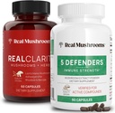 Real Mushrooms RealClarity (60ct) and 5 Defenders (90ct) Capsules Bundle - Mushroom Supplement for Mental Clarity, Focus & Immune Strength - Vegan, Non-GMO, Verified Levels of Beta-Glucans 2