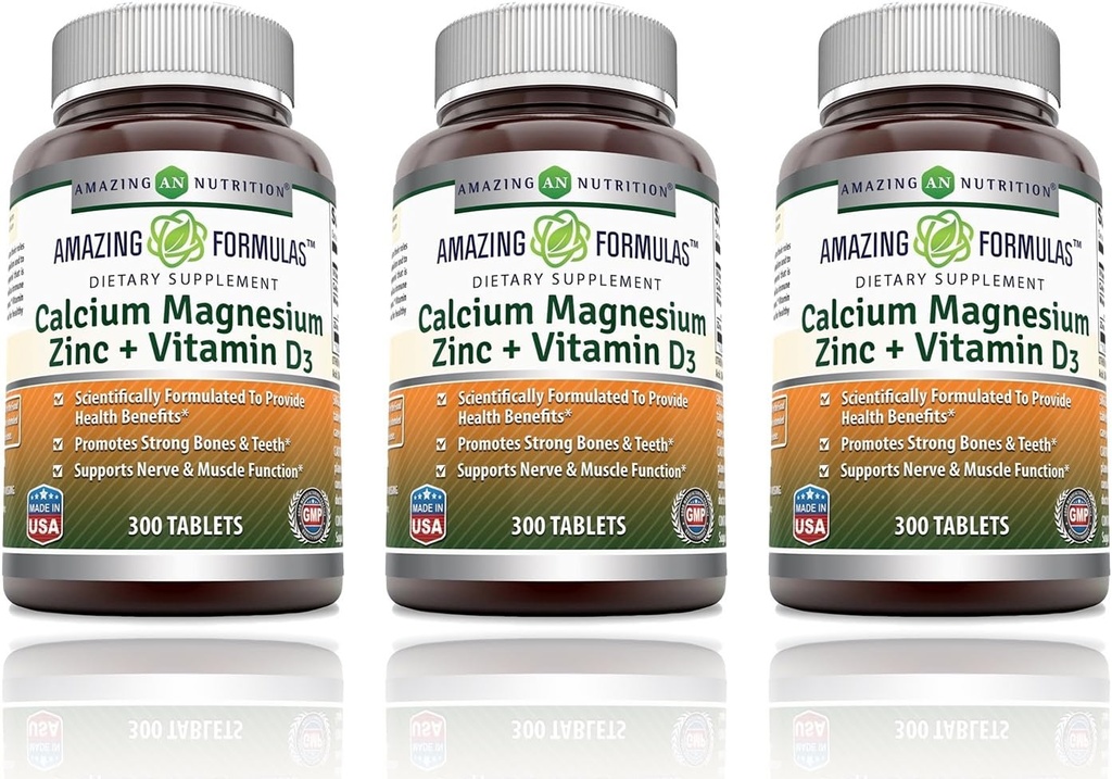 Amazing Formulas Calcium Magnesium Zinc with Vitamin D3 Supplement | Non-GMO | Gluten Free | Made in USA (300 Count | 3 Pack) 2