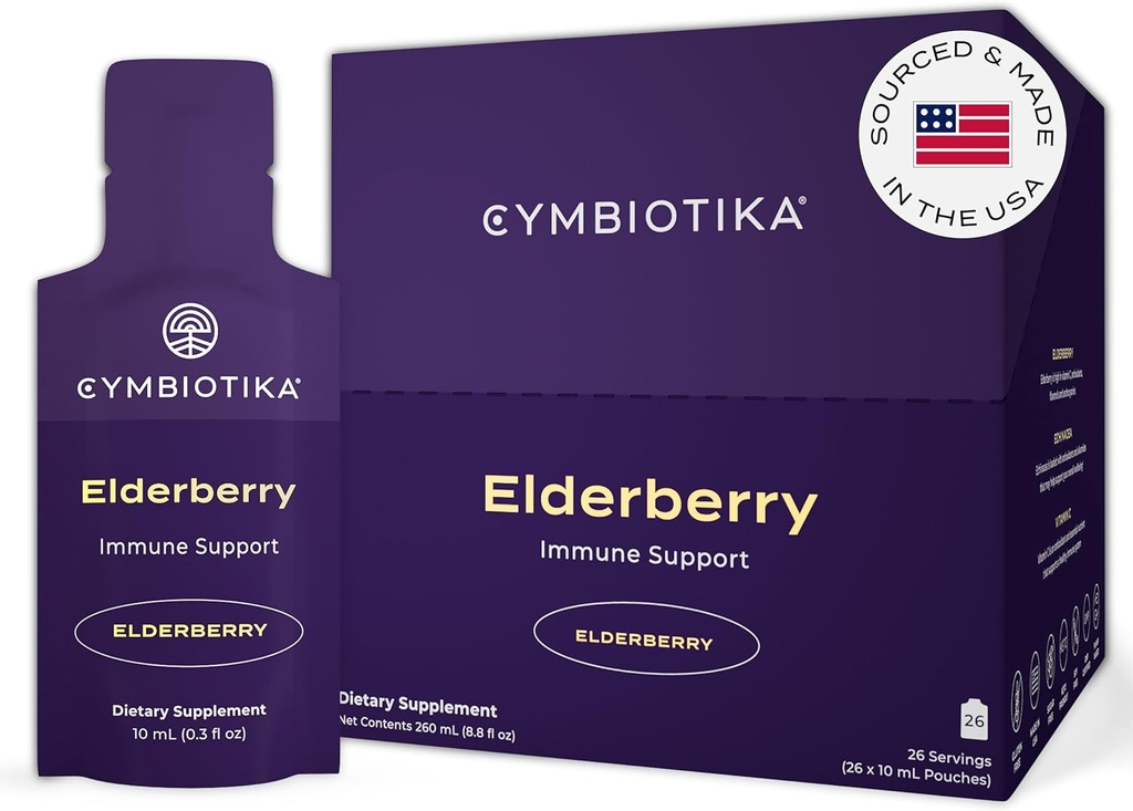 CYMBIOTIKA Adults Elderberry Boost Supplement – Organic Elderberry with Vitamin E for Immune Support – Gluten-Free, Vegan, Keto (Pack of 26) 2