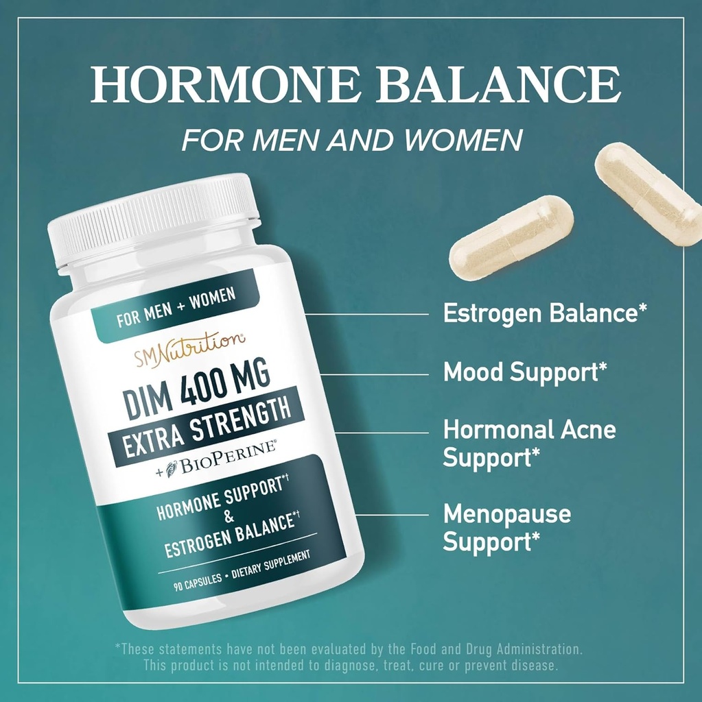 Herbal Hormone Balance Tincture & Extra Strength DIM Supplement | Hormone Balancing Bundle with 400mg DIM Capsules (90 Servings) and Liquid Cycle Support Supplement for Women (60 Servings) 5