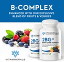 Vitaminerals 2BG+™ B Complex Immune Support High Potency B Complex | Fruits & Veggies Blend | 240 Veggie Caps 2