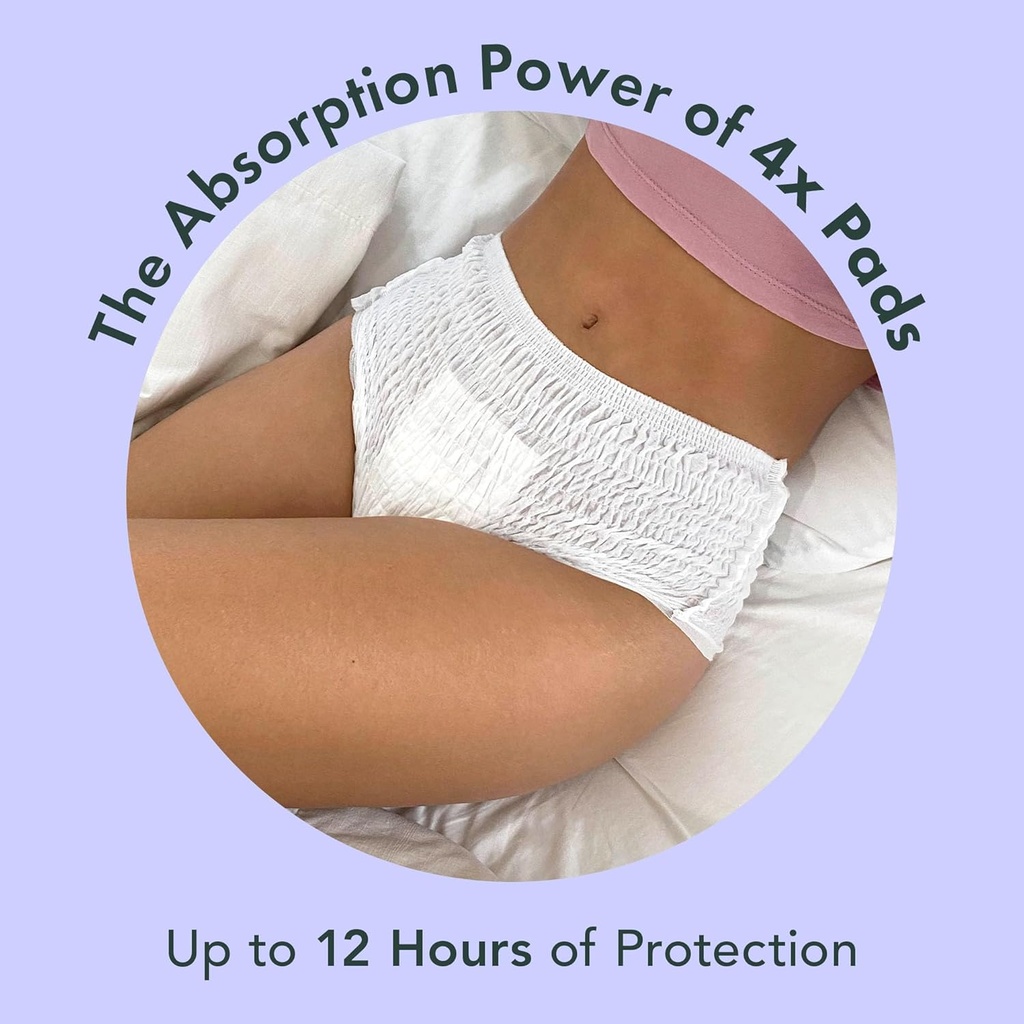 Rael Disposable Underwear for Women, Organic Cotton Cover - Postpartum Essentials, Leak Locker, Unscented, Maximum Coverage (Size L-XL, 20 Count) 5