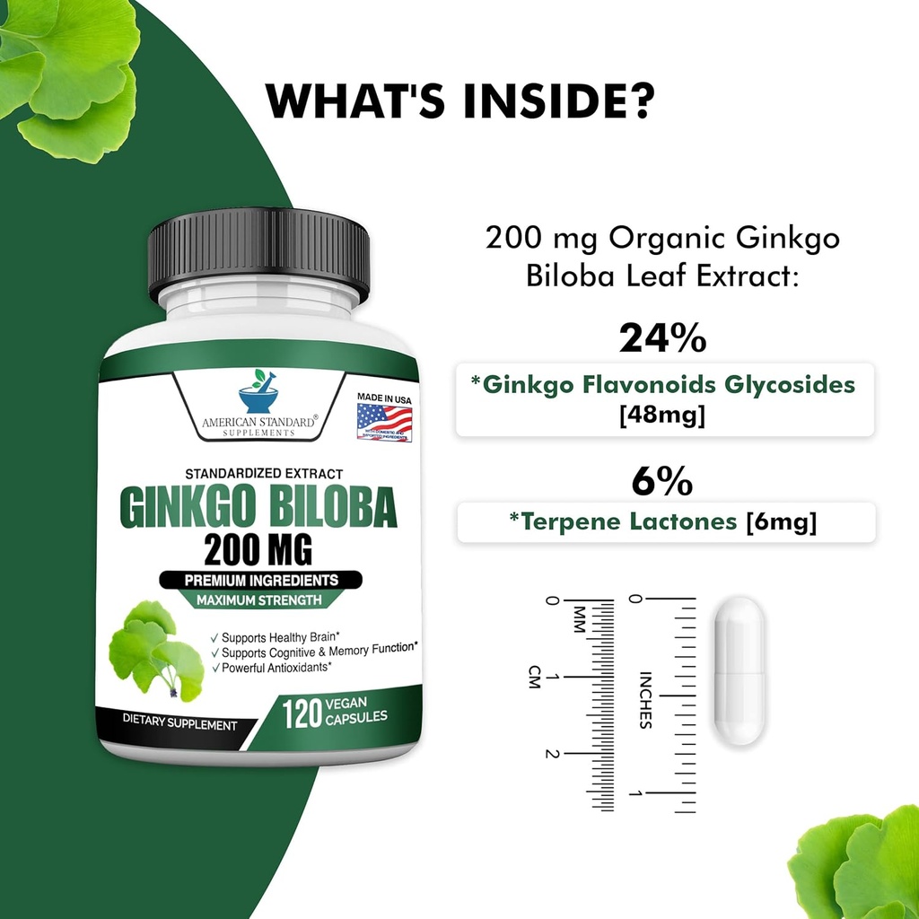 Ginkgo Biloba Extract 200mg, Organic Ginkgo Biloba Extract, Ginkgo Biloba Supplements, Ginkgo Biloba Extract, Ginkgo Biloba Organic, Ginkgo Biloba Pills, Ginkgo Biloba Capsules, 120 Vegan Capsules 5