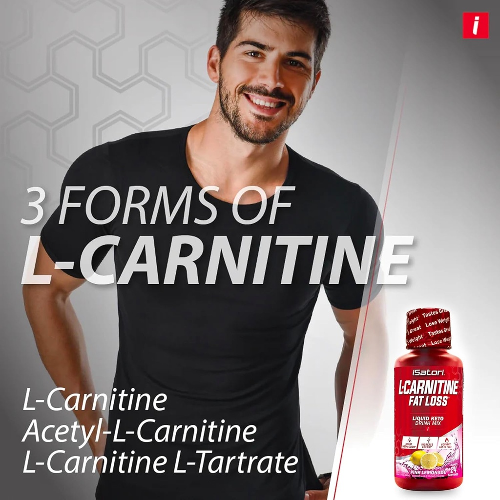 iSatori L-Carnitine 1500, Triple-Blend Liquid L Carnitine Supplement, with Acetyl & Tartrate, Stimulant Free Energy, No Calories, Sugar or Gluten, Keto-Friendly, Pink Lemonade (24 Servings) 5