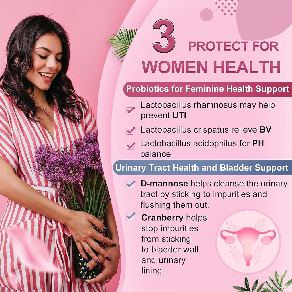 NATURE TARGET Women's Probiotics & Prebiotics, Cranberry & D-Mannose, 50-Billion-CFUs, Organic Probiotics for Digestive Health/Gut Health/Immune Booster/Weight Management 5