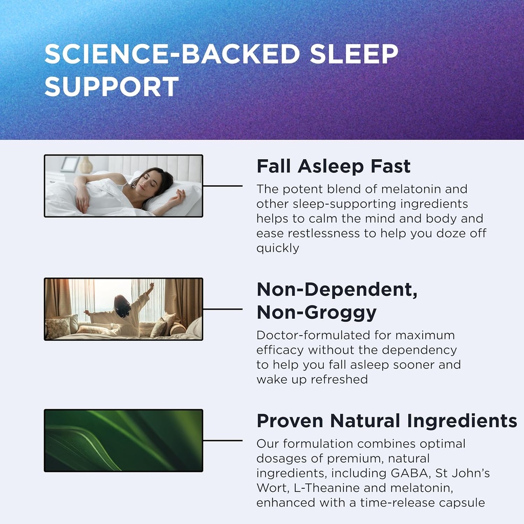 DR. EMIL NUTRITION EZ Doze Melatonin-Free Natural Sleep Aid with L-Theanine, GABA & 5HTP - Extra Strength Sleeping Pills for Adults - Safe and Non-Habit Forming (60 Veggie Capsules) 6