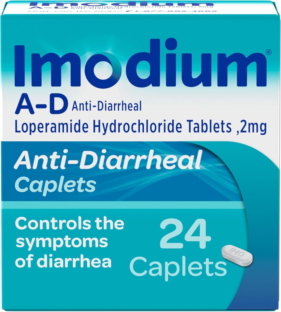 Imodium A-D Diarrhea Relief Caplets with Loperamide HCl, Anti-Diarrheal Medicine to Help Control Symptoms of Diarrhea Due to Acute, Traveler's Diarrhea, HSA/FSA Eligible, 24 ct 2