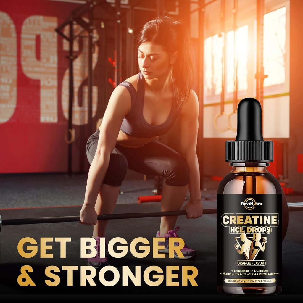 Creatine HCL Liquid Drops for Men & Women, 1500mg Liquid Creatine Hydrochloride, High Absorption, 2 Fl Oz Orange Flavor 6