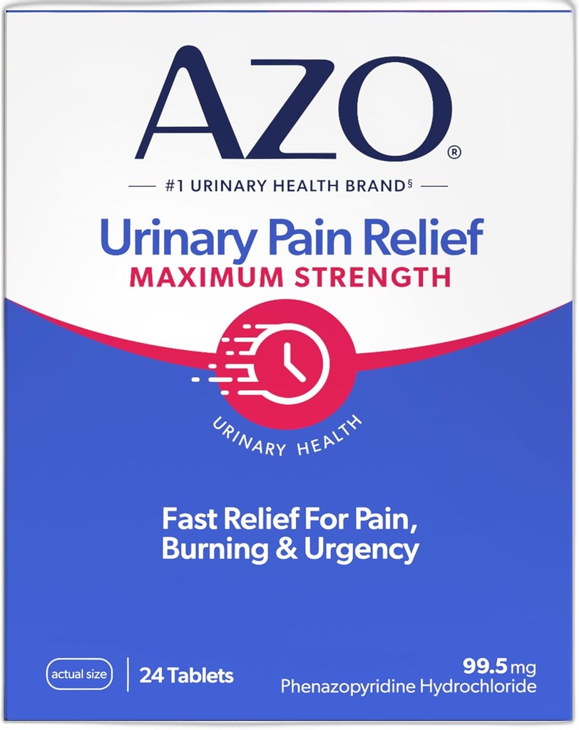 AZO Urinary Pain Relief Maximum Strength, Fast relief of UTI Pain, Burning & Urgency, Targets Source of Pain, #1 Most Trusted Brand, 24 Tablets 2