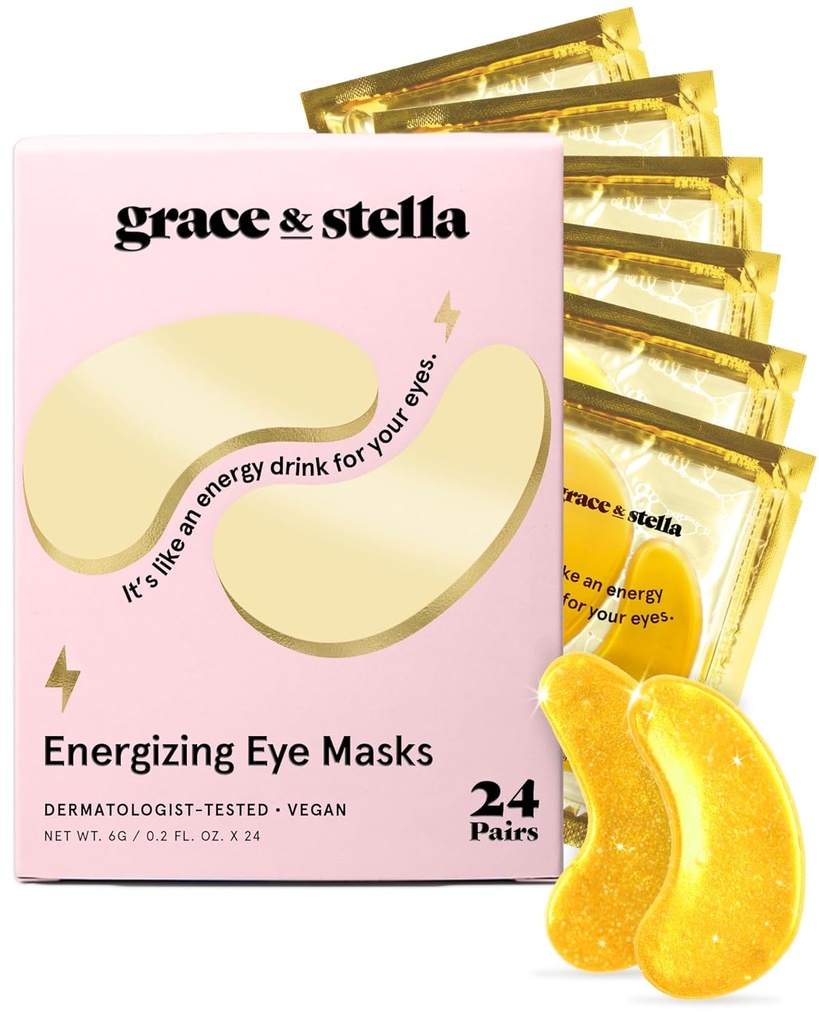 grace & stella Award Winning Under Eye Mask - Travel Essentials - Birthday Gifts for Women - Gel Eye Patches for Dark Circles, Puffy Eyes, Wrinkles, Undereye Bags - Vegan - Self Care (24 Pairs, Gold) 2