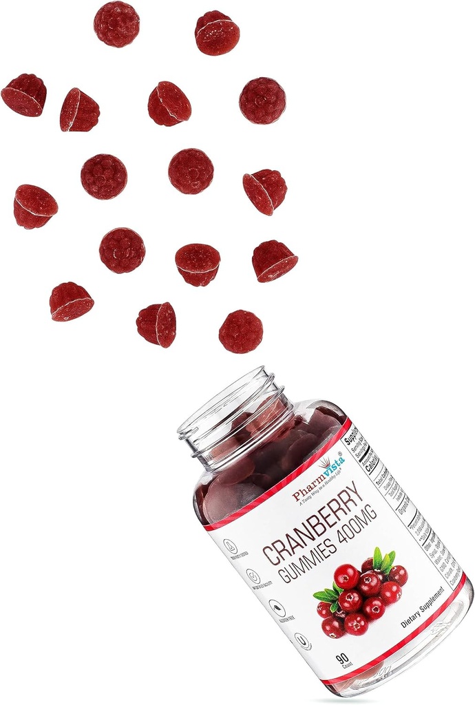 Cranberry Gummies for Kids & Adults 400mg-Gluten Free Allergen Free Nutrient Rich Vegan Supplement -Cranberry Chews-90 Count 5