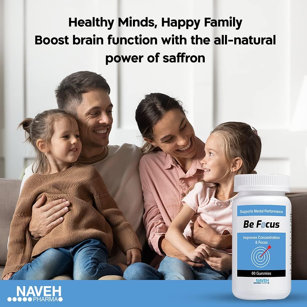 NAVEH PHARMA Be Focus | Focus Supplement | Natural Brain Booster for Kids & Adults | 30mg Saffron Supplements | Nootropic | Help with Memory & Attention | 60 Vegan & Non GMO Gummies (Strawberry) 5