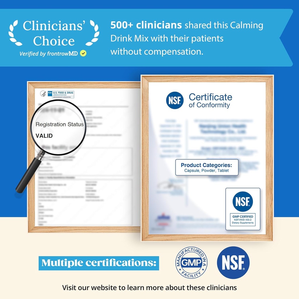 Venture Pal Calming Powdered Drink Mix, Magnesium Glycinate, Ashwagandha, L-Theanine,Vitamin D, Lions Mane, Sugar Free Magnesium Supplement Blend for Relax & Focus, Non GMO, Vegan, On The Go 4