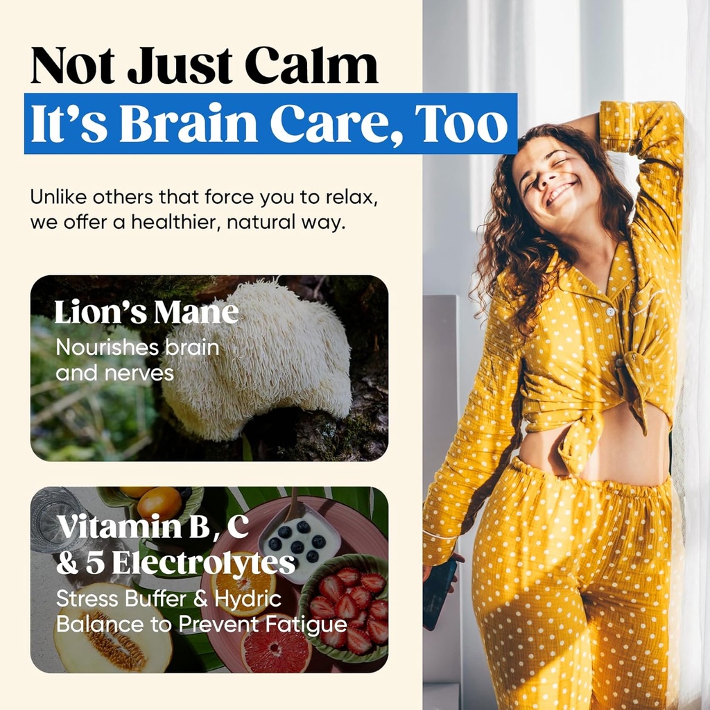 Venture Pal Calming Powdered Drink Mix, Magnesium Glycinate, Ashwagandha, L-Theanine,Vitamin D, Lions Mane, Sugar Free Magnesium Supplement Blend for Relax & Focus, Non GMO, Vegan, On The Go 6