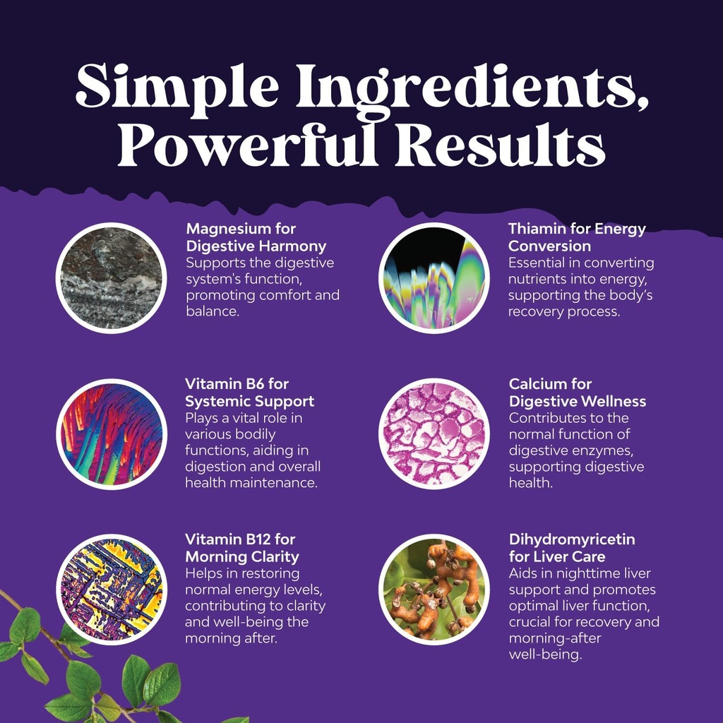 Nighttime Liver Detox & Hydration Pills - Pre and Post Drinking Recovery Liver Support Supplement for Better Mornings with DHM Dihydromyricetin Milk Thistle Extract and Electrolytes (60 Capsules) 6