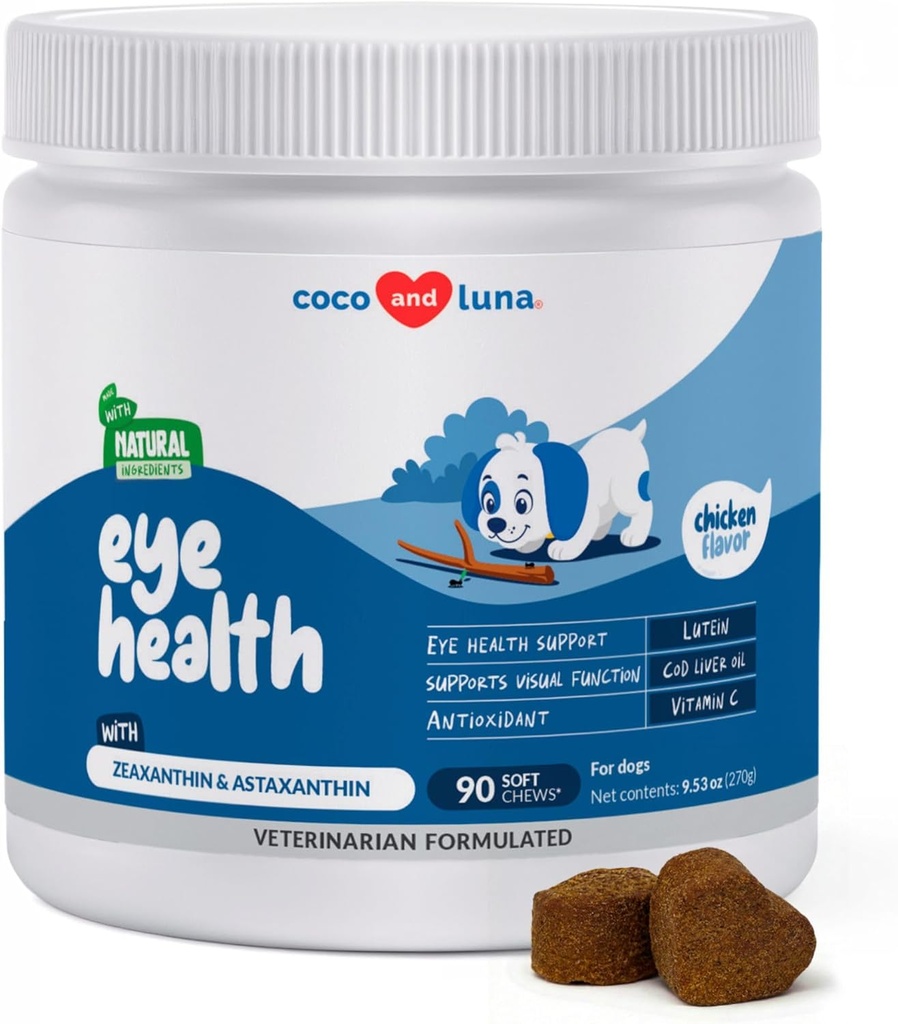 Eye Support for Dogs - 90 Soft Chews - Dog Supplements for Vision, Eye Vitamins for Dogs, with Cod Liver Oil Antioxidant, Dog Omega Supplement, Omega 3 EPA and DHA Fatty Acids. 2