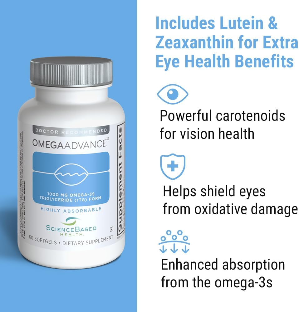 OmegaAdvance Omega-3 Fish Oil – Triglyceride Form with 1000 mg EPA & DHA – Plus Lutein & Zeaxanthin – Supports Heart, Brain Health and Eye Health – Lemon Coated – 60 Softgels 5