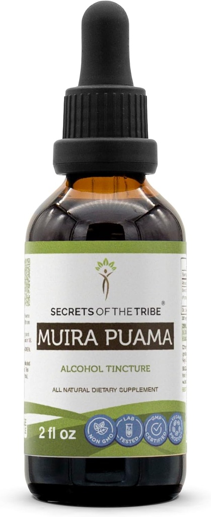 Secrets of the Tribe Muira Puama Tincture Alcohol Extract, Muira Puama (Ptychopetalum Olacoides) Dried Bark 2 oz 2
