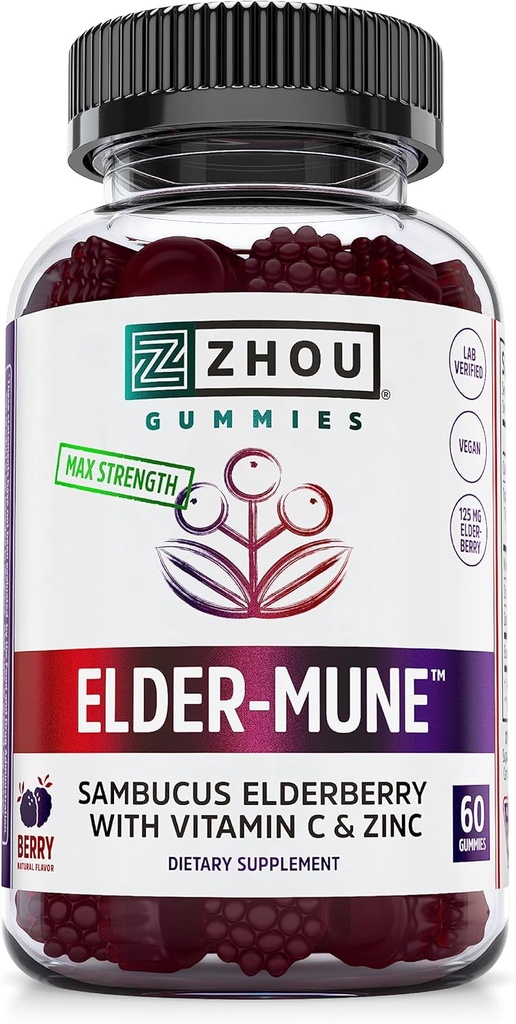 ZHOU Nutrition Elderberry Gummies with Garden of Life Zinc for Immune Health, Antioxidant Support, 60 Gummies & 30mg Zinc 3