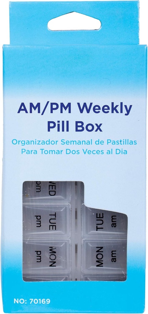 Apex Twice-A-Day Economy Weekly Pill Organizer, Weekly Pill Organizer, 2 Times a Day, Easy-Open, See-Through Lids, Organize Medication or Vitamins by AM, PM or Morning and Bedtime, Clear 5