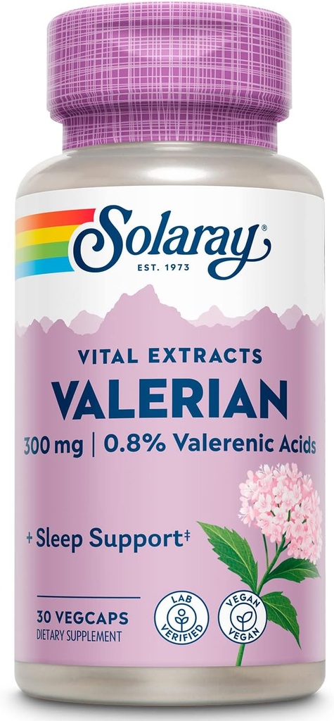 SOLARAY Guaranteed Potency Valerian Root Extract One Daily, Veg Cap (Btl-Plastic) 300mg | 30ct 2