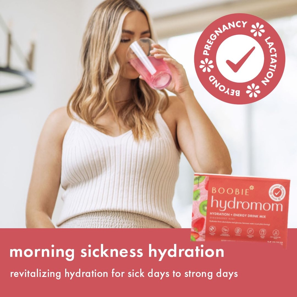 Boobie Hydromom Superfood Electrolyte Drink Mix, Strawberry Kiwi | Refreshing Energy & Hydration Boost for Mamas | On-The-Go & Travel Essentials for Pregnancy, Lactation, & Beyond, 15 Packets 3