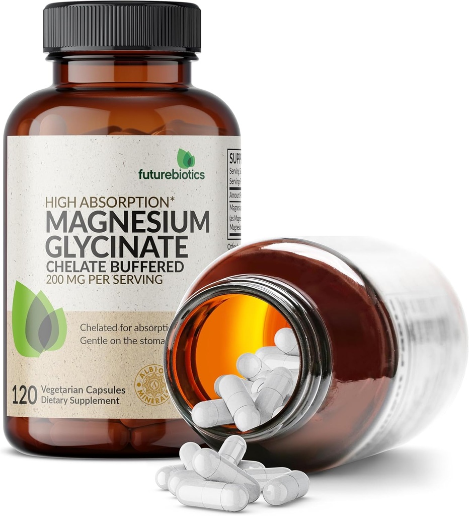 Futurebiotics Magnesium Glycinate 200 MG per Serving Chelated for High Absorption, Gentle On Stomach, Non-GMO, 120 Vegetarian Capsules 6