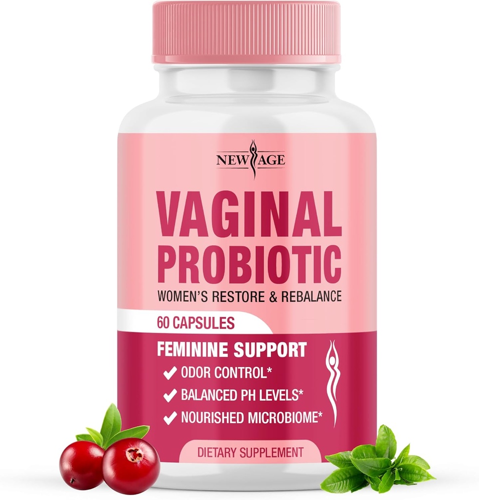 NEW AGE Vaginal Probiotics for Women with Prebiotics, Cranberry Extract, and a Lactobacillus Probiotic Blend, Supports Healthy pH Balance, Odor Control, Vaginal Flora - 60 Capsules 2