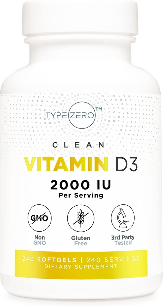 Type Zero Vitamin D3 2000 iu, 240 Softgels - Non-GMO & Gluten Free 2