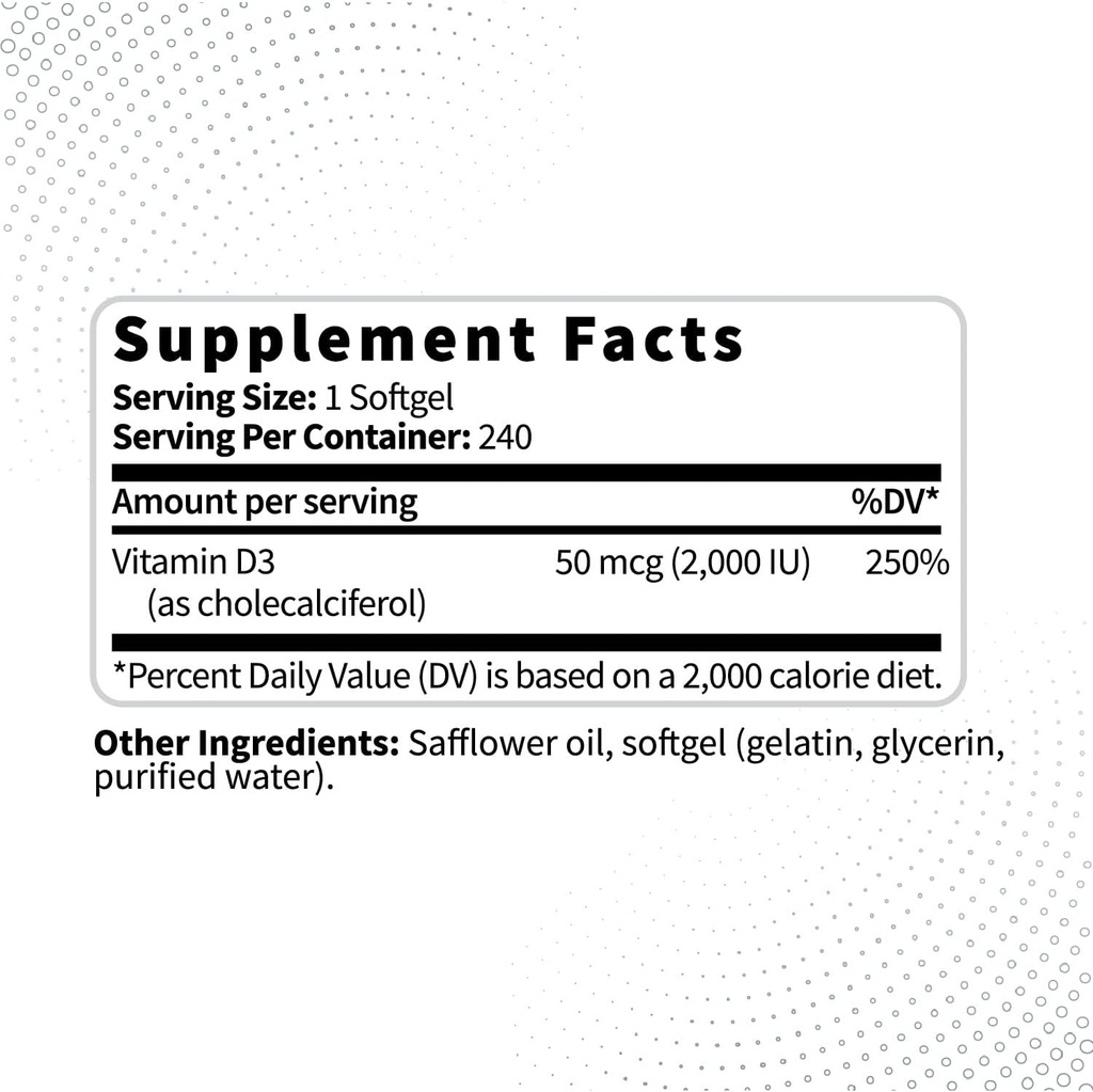 Type Zero Vitamin D3 2000 iu, 240 Softgels - Non-GMO & Gluten Free 3