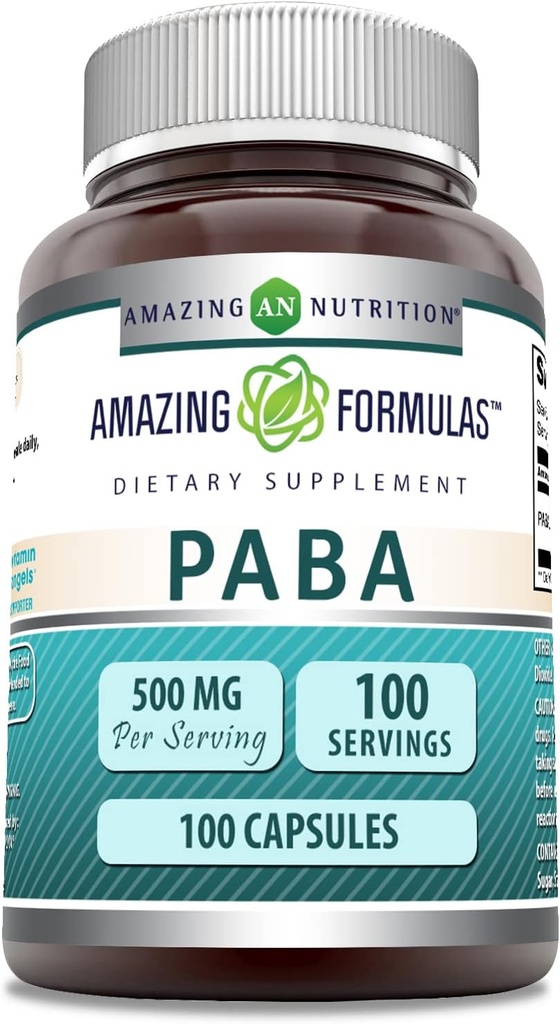 Amazing Formulas PABA 500 Mg Supplement | Capsules | Non-GMO | Gluten-Free | Made in USA (1 Pack | 100 Count) 2