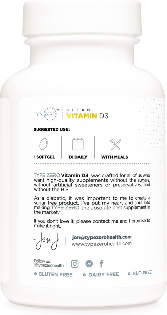 Type Zero Vitamin D3 2000 iu, 240 Softgels - Non-GMO & Gluten Free 4