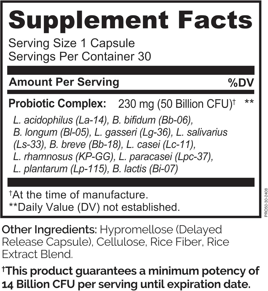 NATURELO Probiotics for Digestive Health - 50 Billion CFU, 11 Strains Daily Supplement - Boosts Immune System, Delayed Release, 30 Vegetarian Capsules 4