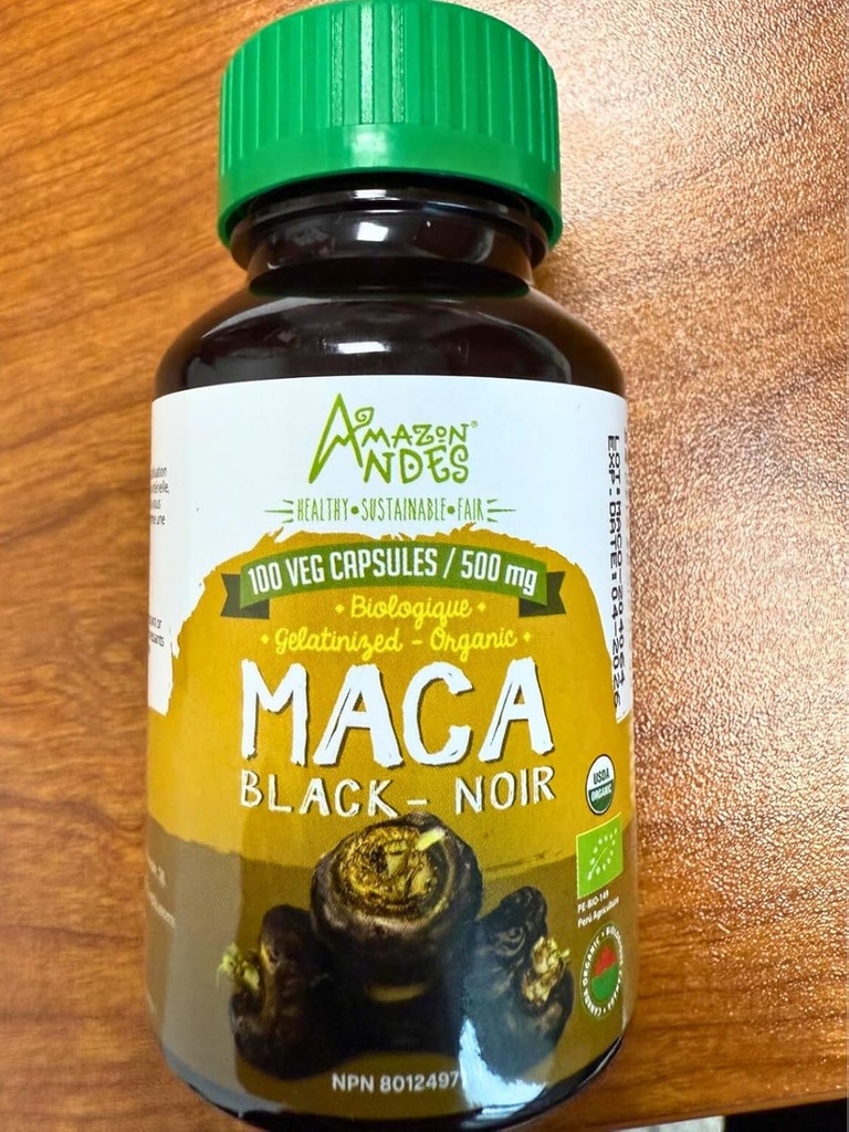 Black Maca Root Capsules l Organic Vegan Pills l 1500mg per Serving l Reproductive Health for Men l Natural Energy Booster l Adaptogen Function l Non GMO and Gluten Free l   Andes 3