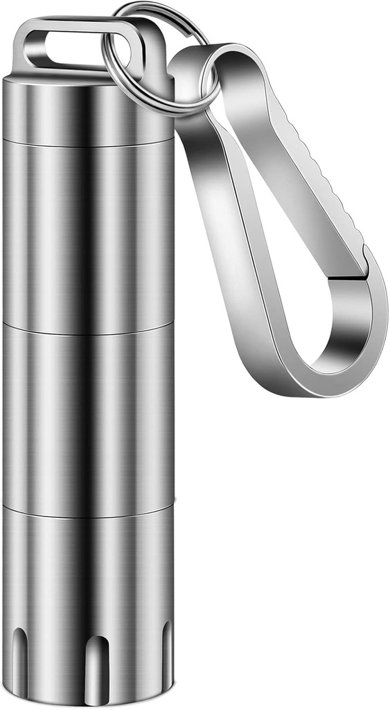 TISUR Titanium Small Pill Holder Keychain, Portable Pill Case Waterproof Pocket Pill Box Container Carrier to Hold Pills, Vitamins, Fish Oil, Supplements 2