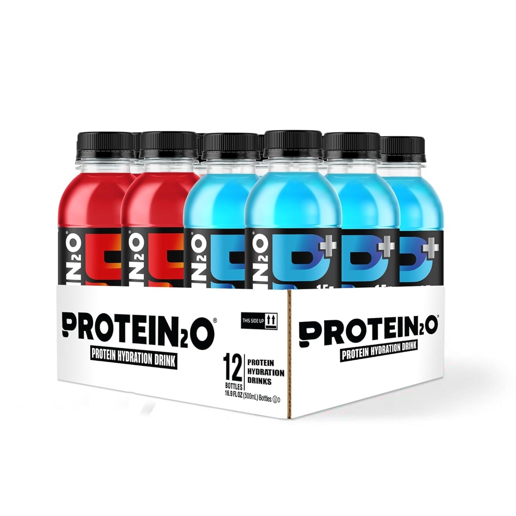 Protein2o 15g Whey Protein Isolate Hydration Drink Plus Energy & Focus, 350mg of Electrolytes, Vitamins B5 & B6, Sugar Free, Energy Variety Pack, 16.9 oz Bottle (Pack of 12) 4