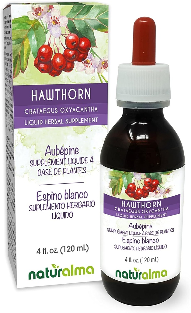 Naturalma Hawthorn (Crataegus oxyacantha) Leaf and Flower Alcohol-Free Tincture - 4 fl oz Liquid Extract in Drops - Herbal Supplement - Vegan 2