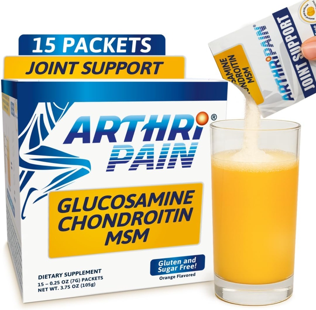 Arthripain – Joint Support Cartilage Repair Supplement – Clinically Tested Joint Juice - Ligament Relief Support – Glucosamine Chondroitin MSM – Swollen Knee Treatment –Sugar-Free – Made in US - 15ct 2