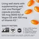 Sports Research Vitamin D3 with K2 Softgels - Plant Based K2 & Vegan D3 5000iu with Coconut MCT Oil - Vegan Certified, Soy & Gluten Free - 120 Count 5