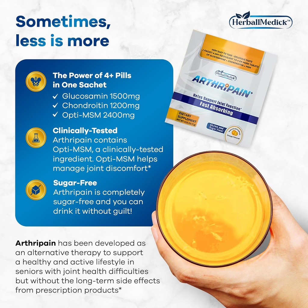 Arthripain – Joint Support Cartilage Repair Supplement – Clinically Tested Joint Juice - Ligament Relief Support – Glucosamine Chondroitin MSM – Swollen Knee Treatment –Sugar-Free – Made in US - 15ct 6