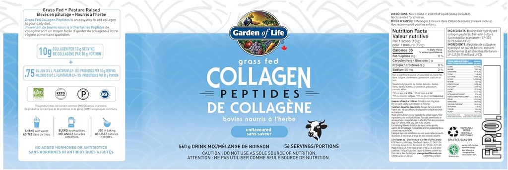 GARDEN OF LIFE Grass Fed Collagen Peptides, 560 GR 3